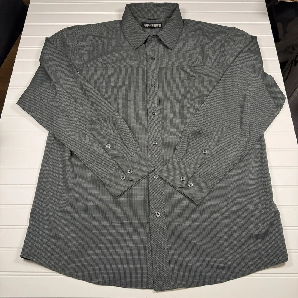 Blackhawk Snap Up Tactical Shirt Men's Large Grey Black Striped GUC - Picture 3 of 8